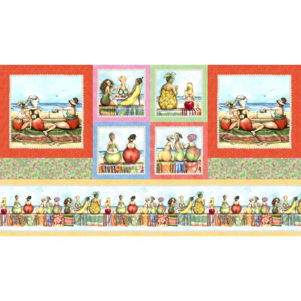 Patchworkbaumwolle Panel Fruit Ladies by Elizabeth´s Studio